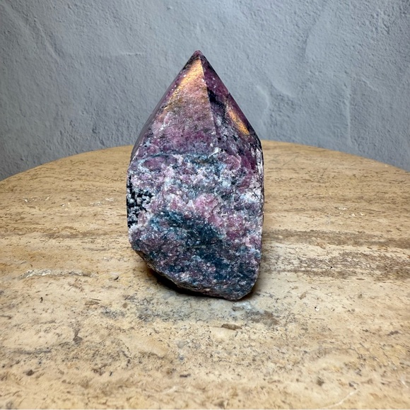 Crystal-Rhodonite Rough Polished Point - Picture 15 of 16